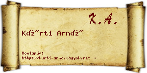 Kürti Arnó névjegykártya